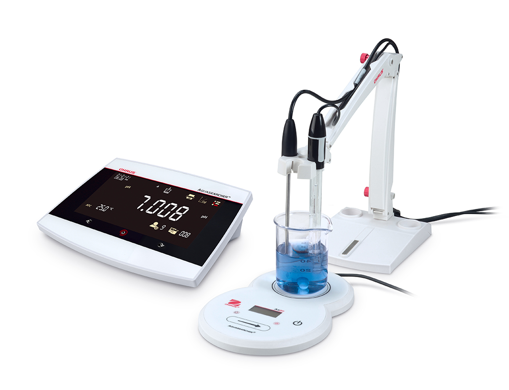 Range OHAUS AB41 pH meter with electrode and stirrer
